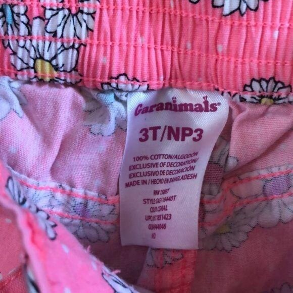 Girls Pink Daisy Print Shorts 3T By Garanimals - Picture 4 of 6